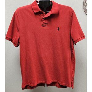 Polo Ralph Lauren Polo Sport Shirt Red Short Sleeve Casual Classic Fit Mens LG